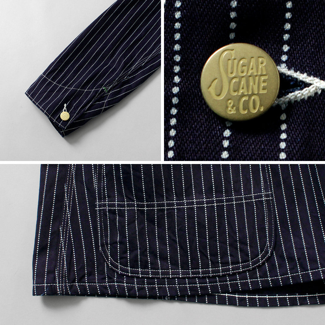CANNE À SUCRE / Manteau de travail à rayures Wabash 9oz