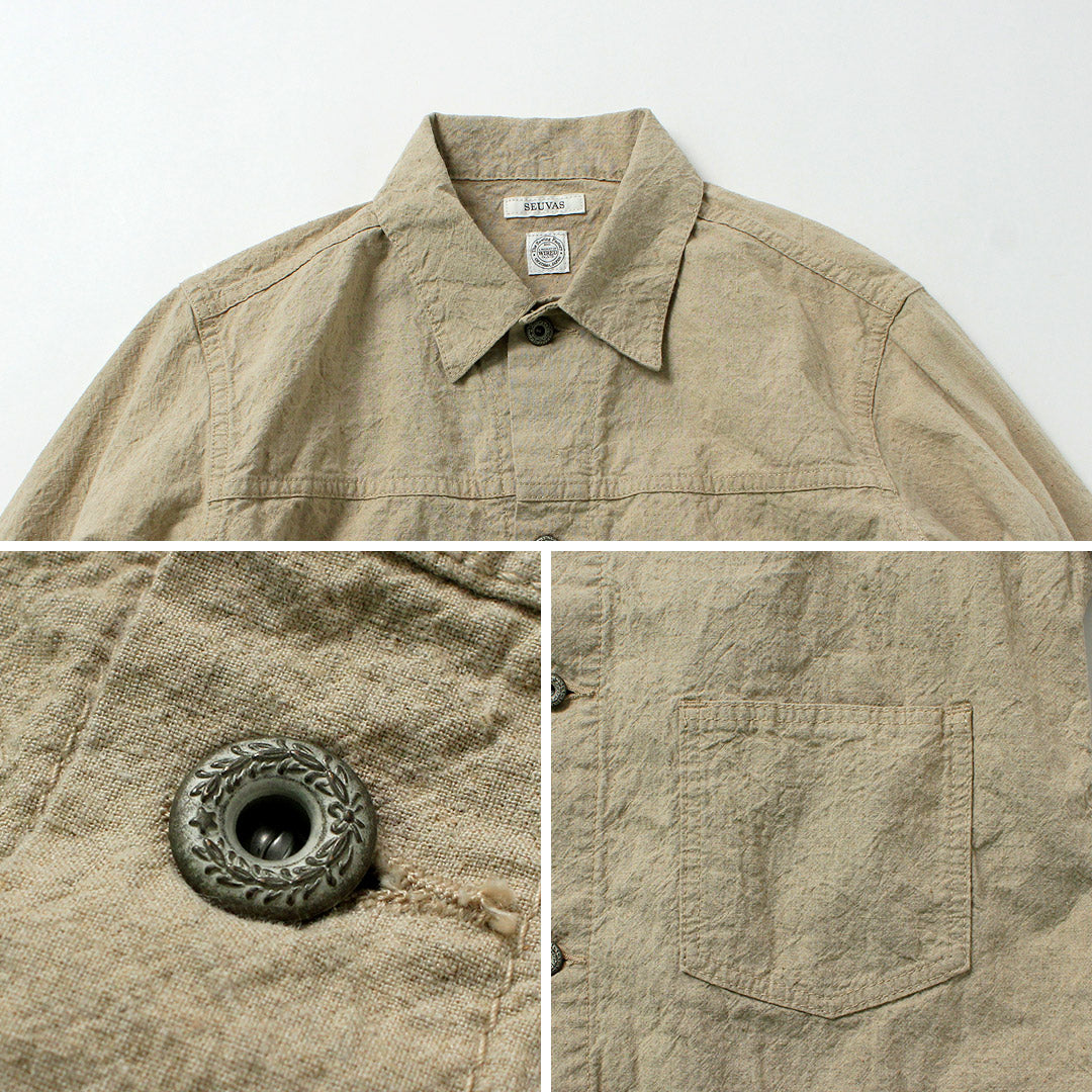SEUVAS / 리넨 코튼 트러커 재킷