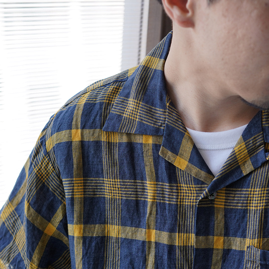 SEUVAS / Linen Open Collar Shirt