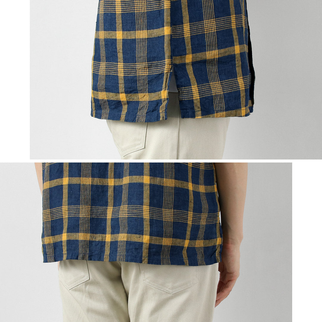SEUVAS / Linen Open Collar Shirt