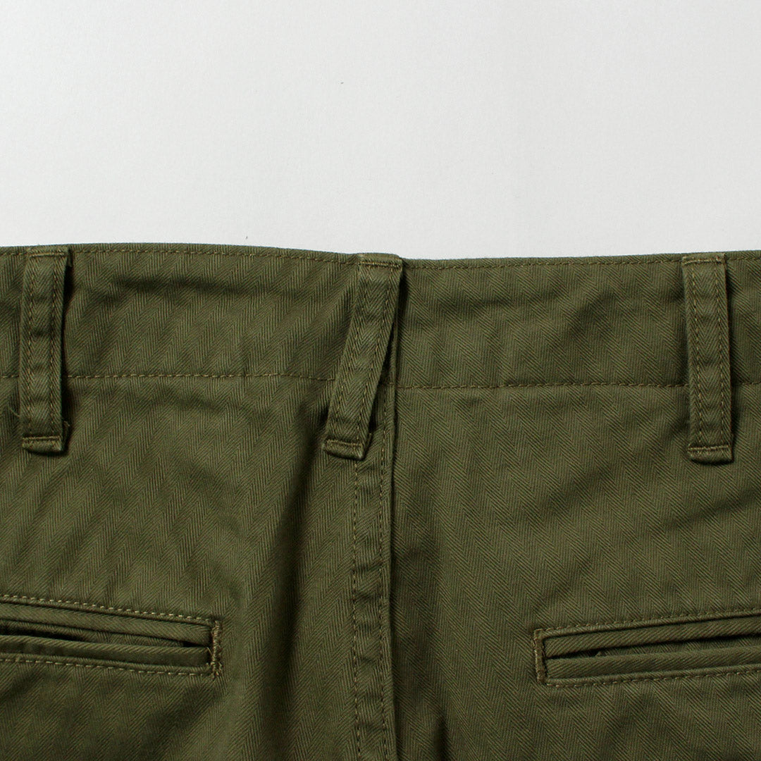 藍色再生布料/人字紋寬錐形復古長褲