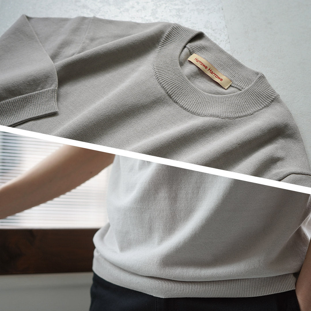 HARROWE HARROWE / T-shirt légèrement col montant en coton glacé 14G