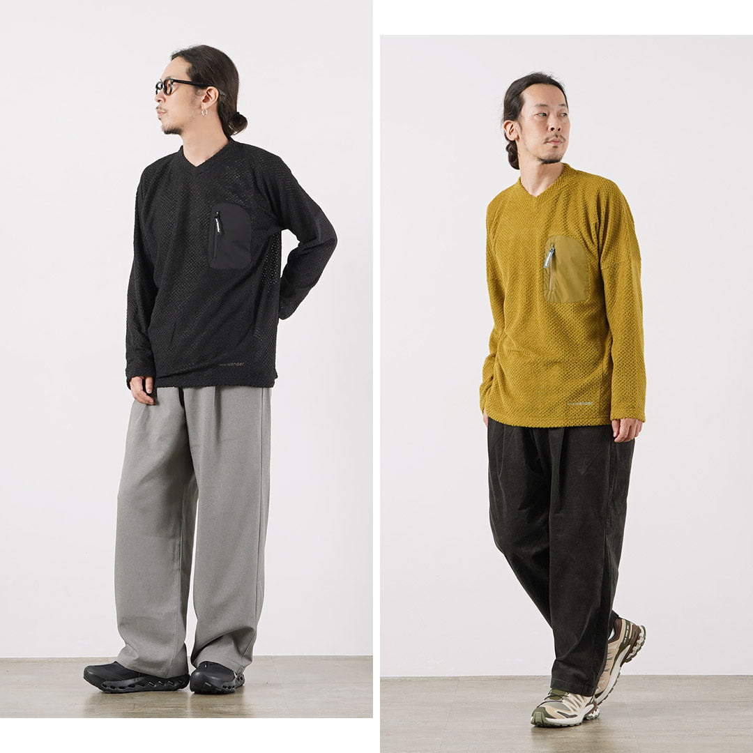 AND WANDER / Air Fleece V-Neck Pullover