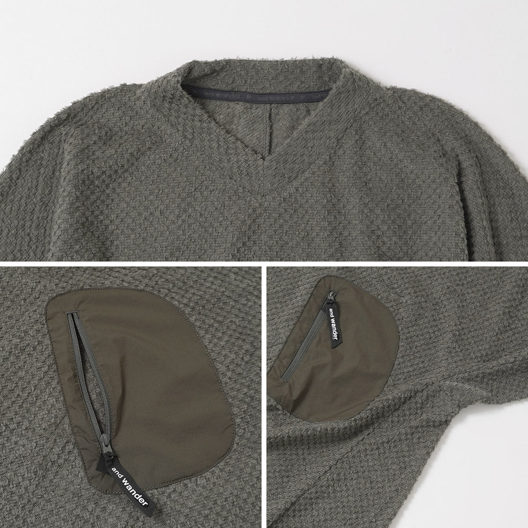 AND WANDER / Air Fleece V-Neck Pullover