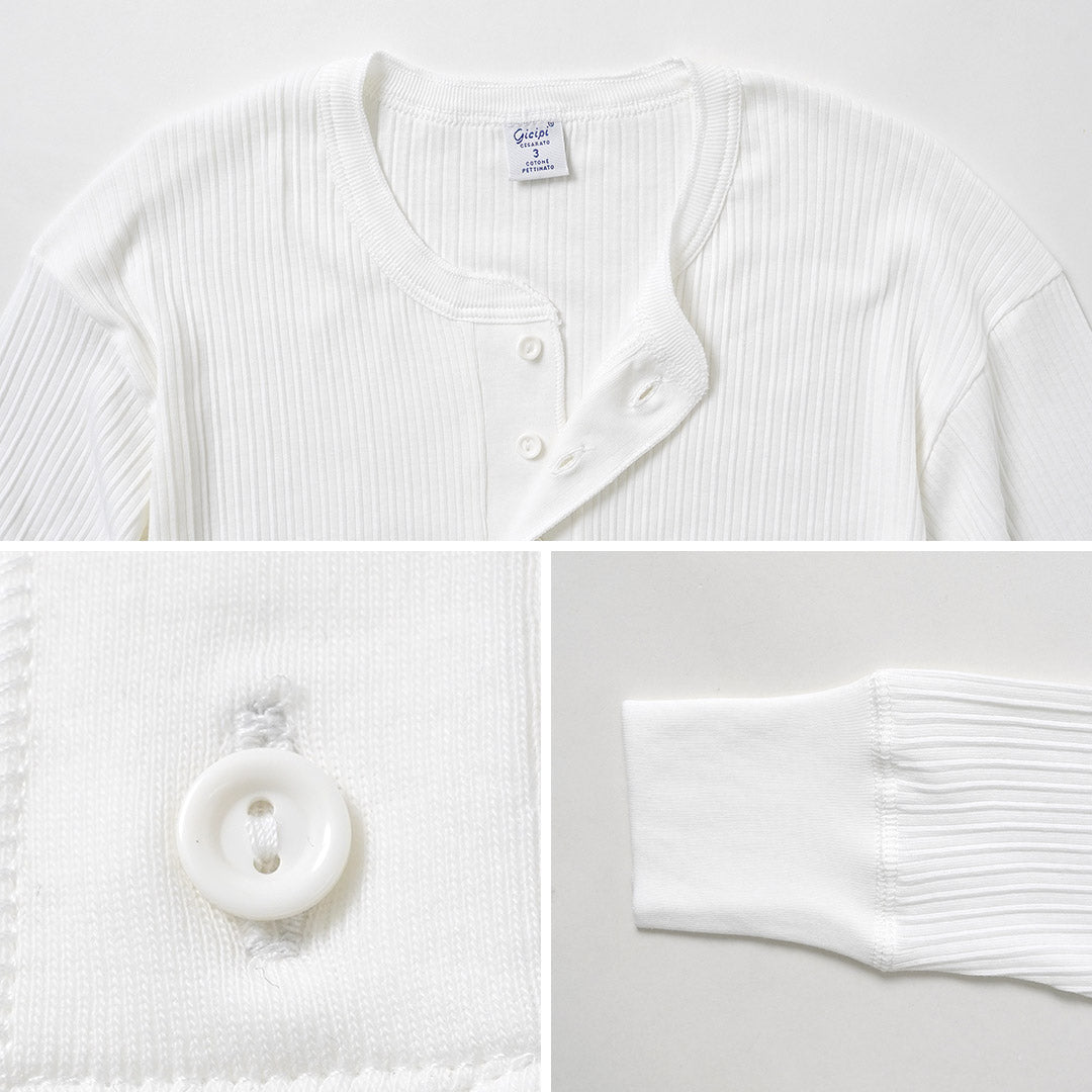 GICIPI / CASTORO Basic Fit Long Sleeve Henley Neck T-shirt