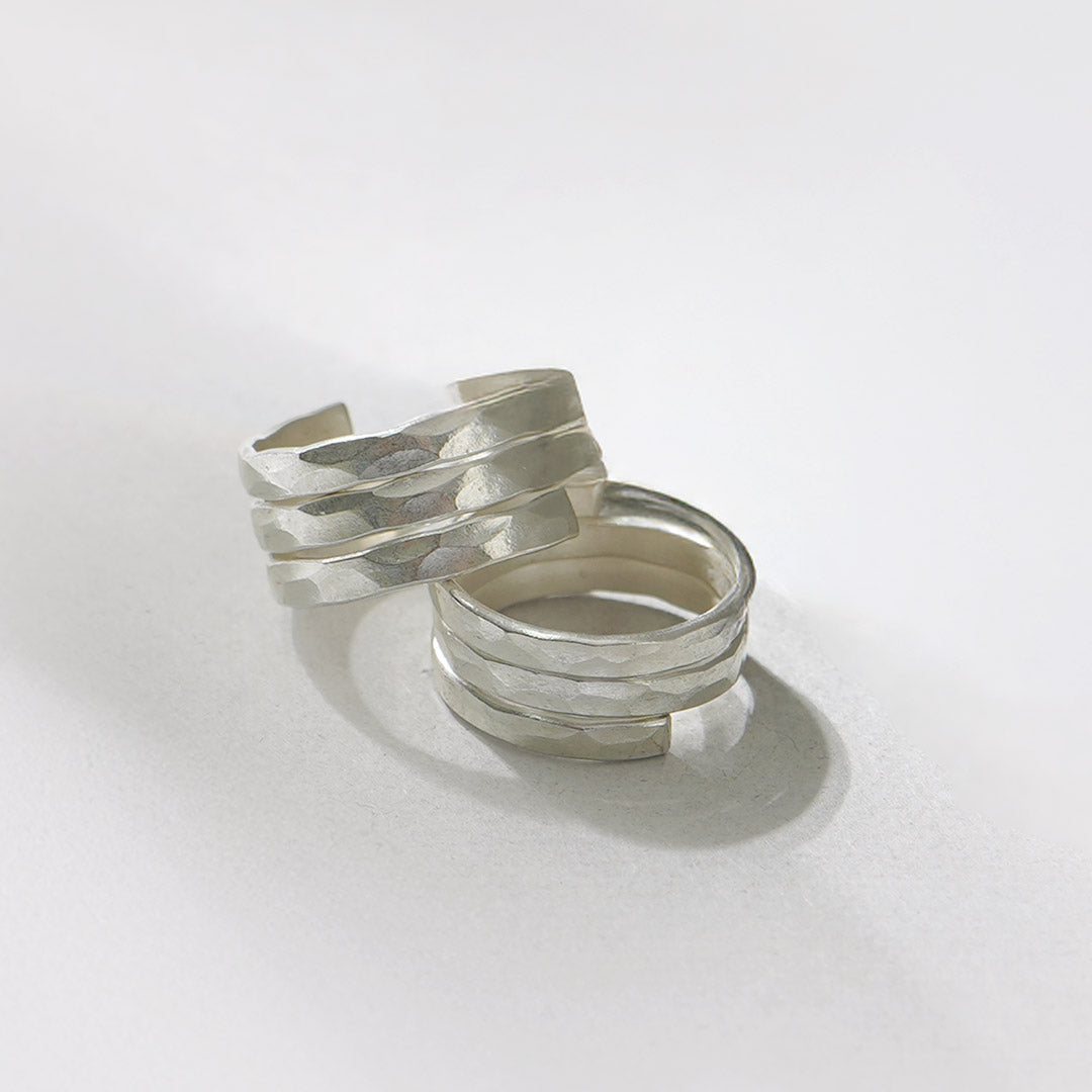 phaduA / Karen Silver Spiral Hammered Ring
