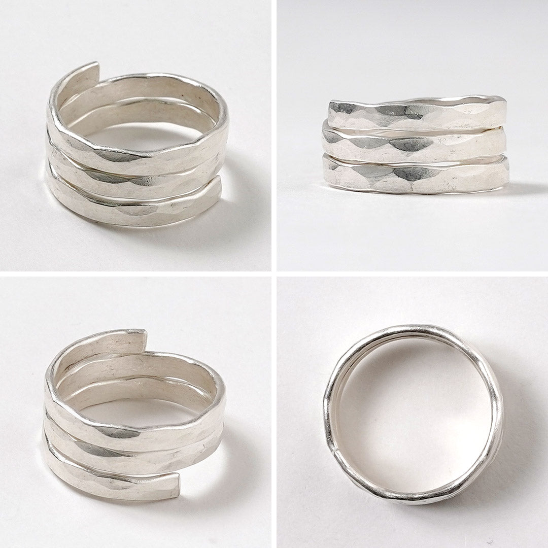 phaduA / Karen Silver Spiral Hammered Ring