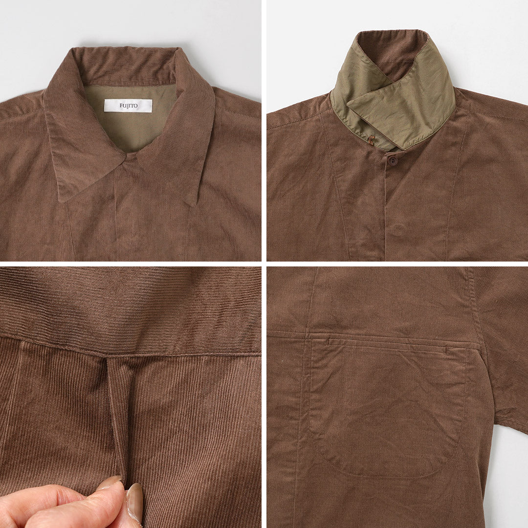 FUJITO / Corduroy Open Collar Shirt