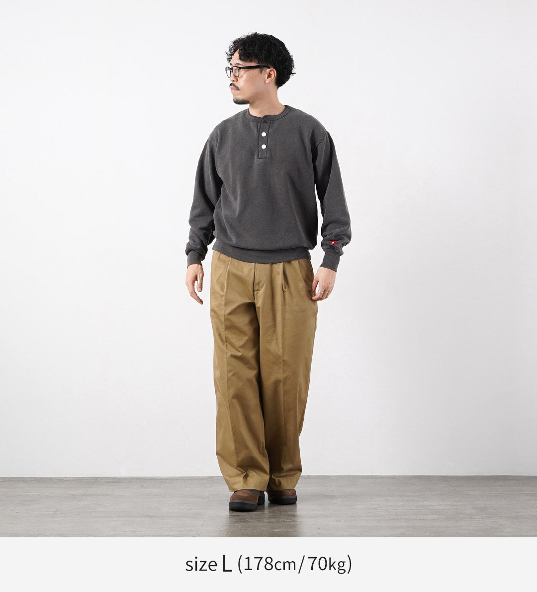 HEALTHKNIT / Classic Sweatshirt Henley Neck (Vintage Finish)