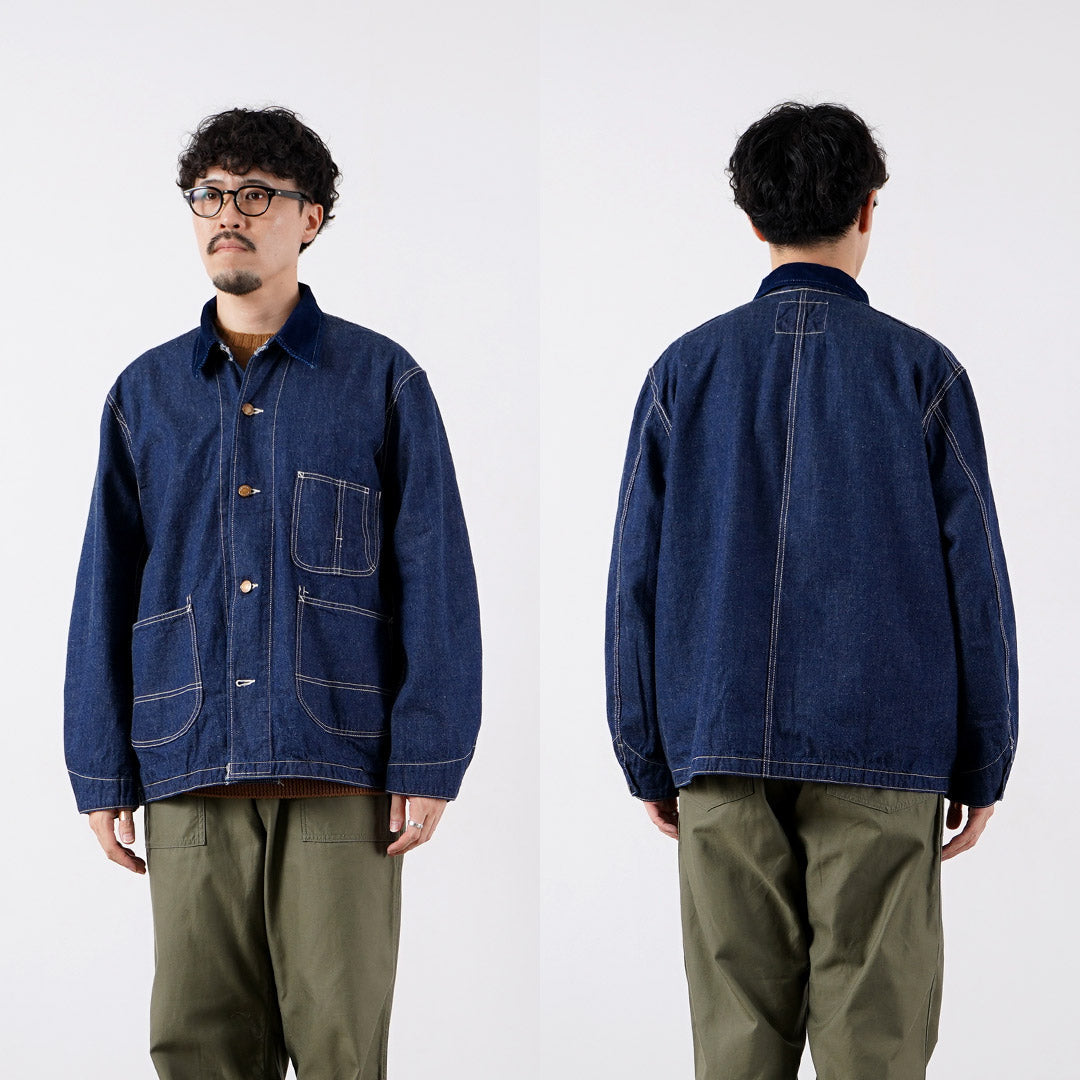 REMI RELIEF / 9.5oz Corduroy Collar Nep Denim Coverall