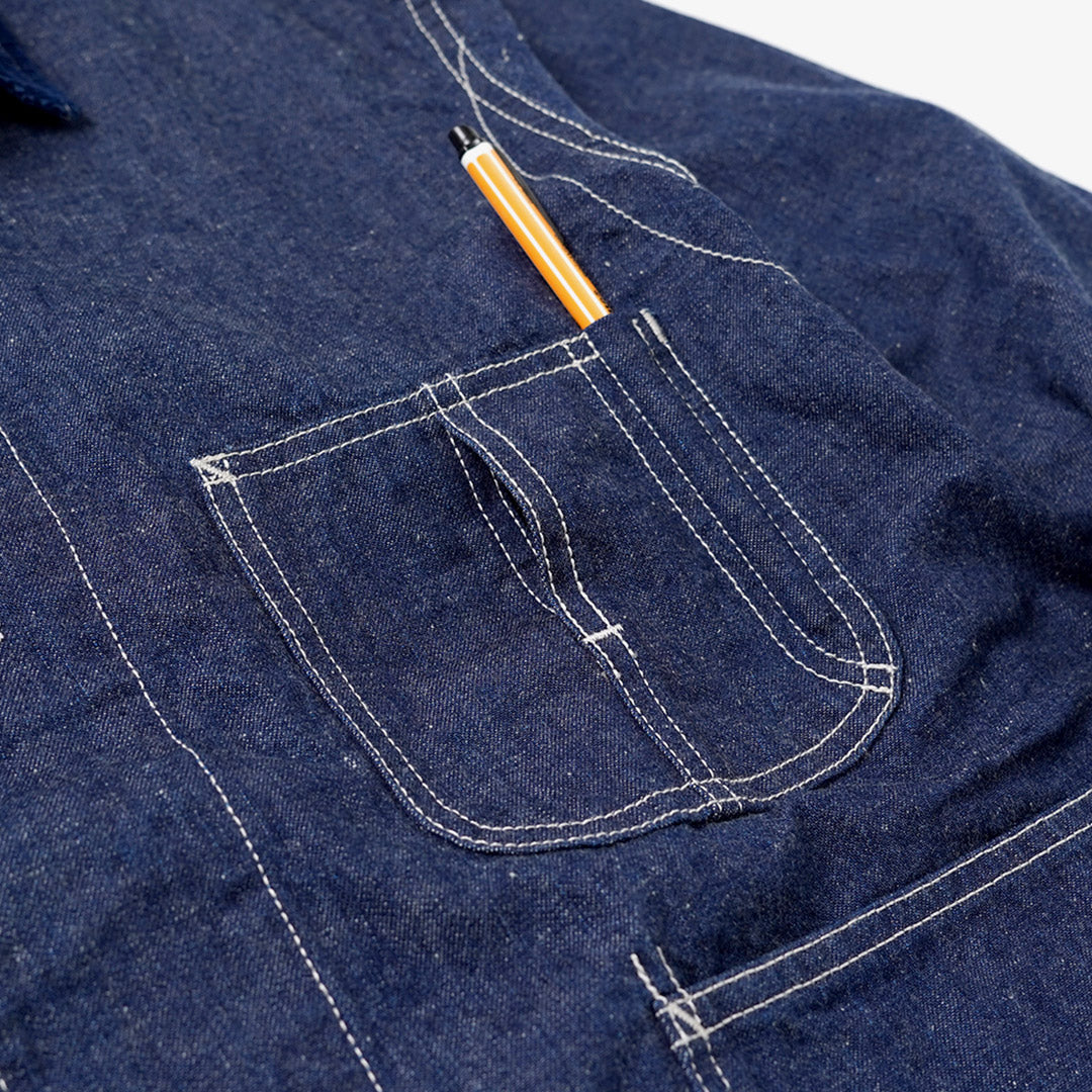 REMI RELIEF / 9.5oz Corduroy Collar Nep Denim Coverall