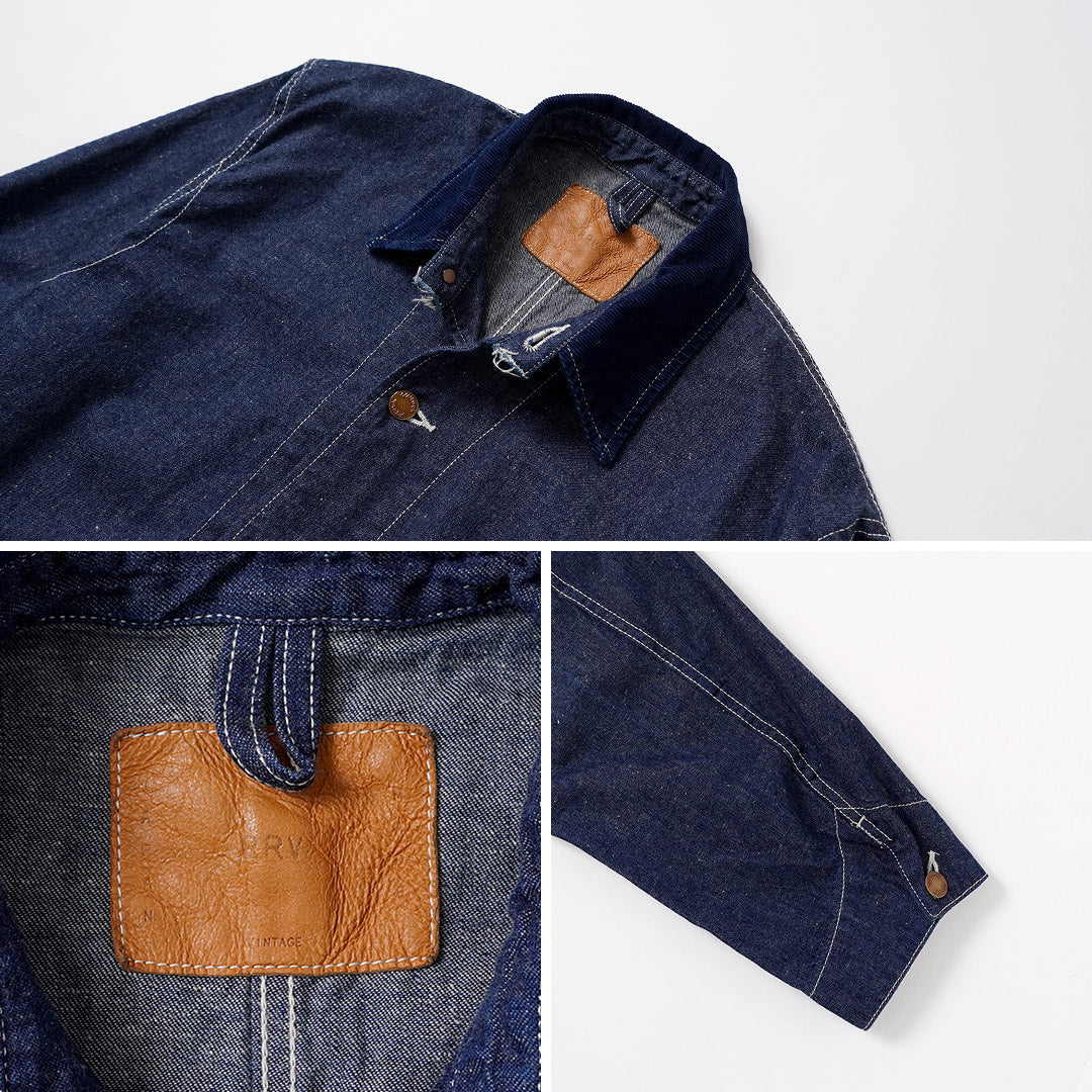 REMI RELIEF / 9.5oz Corduroy Collar Nep Denim Coverall