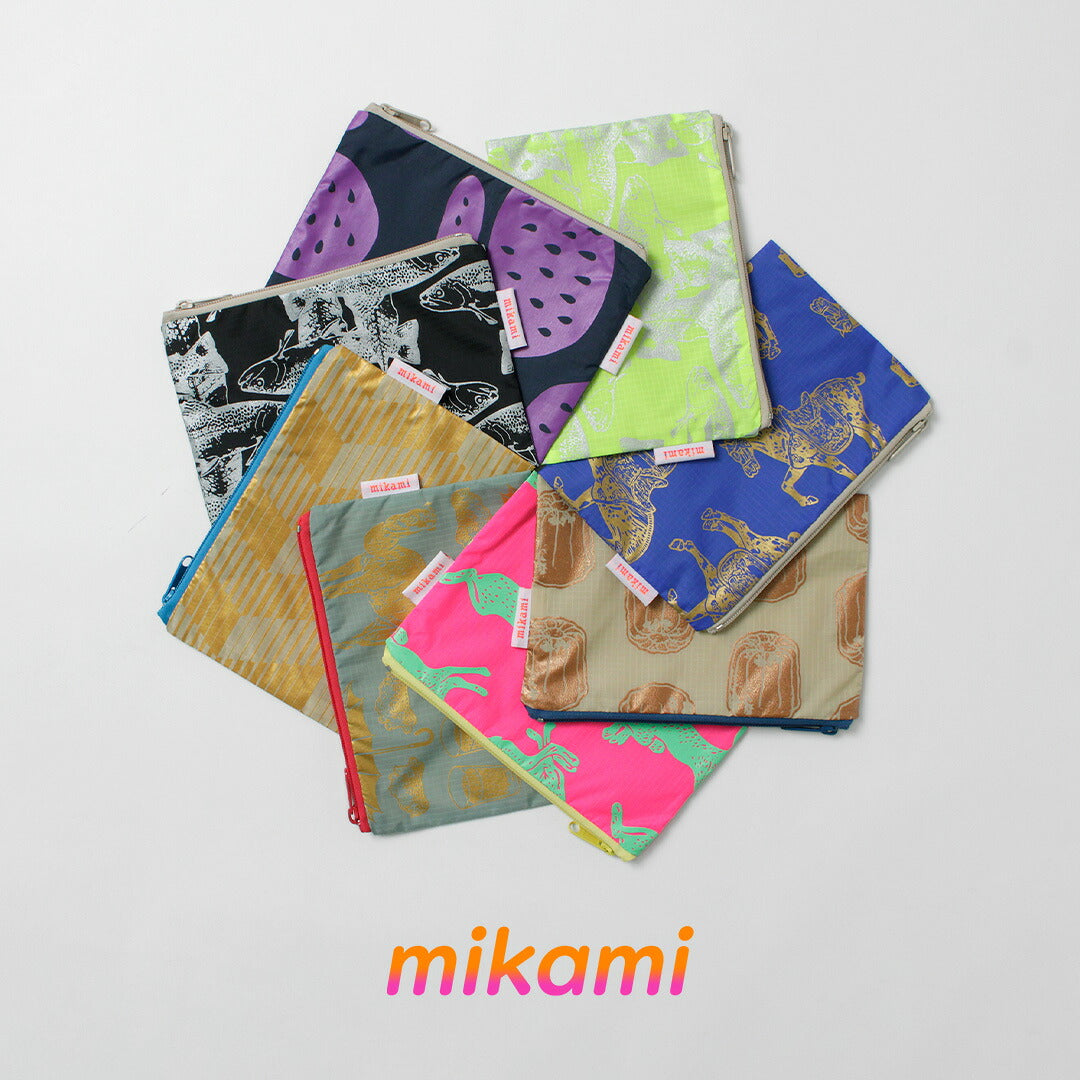 MIKAMI / Hand-Printed Multi-Zip Nylon Pouch