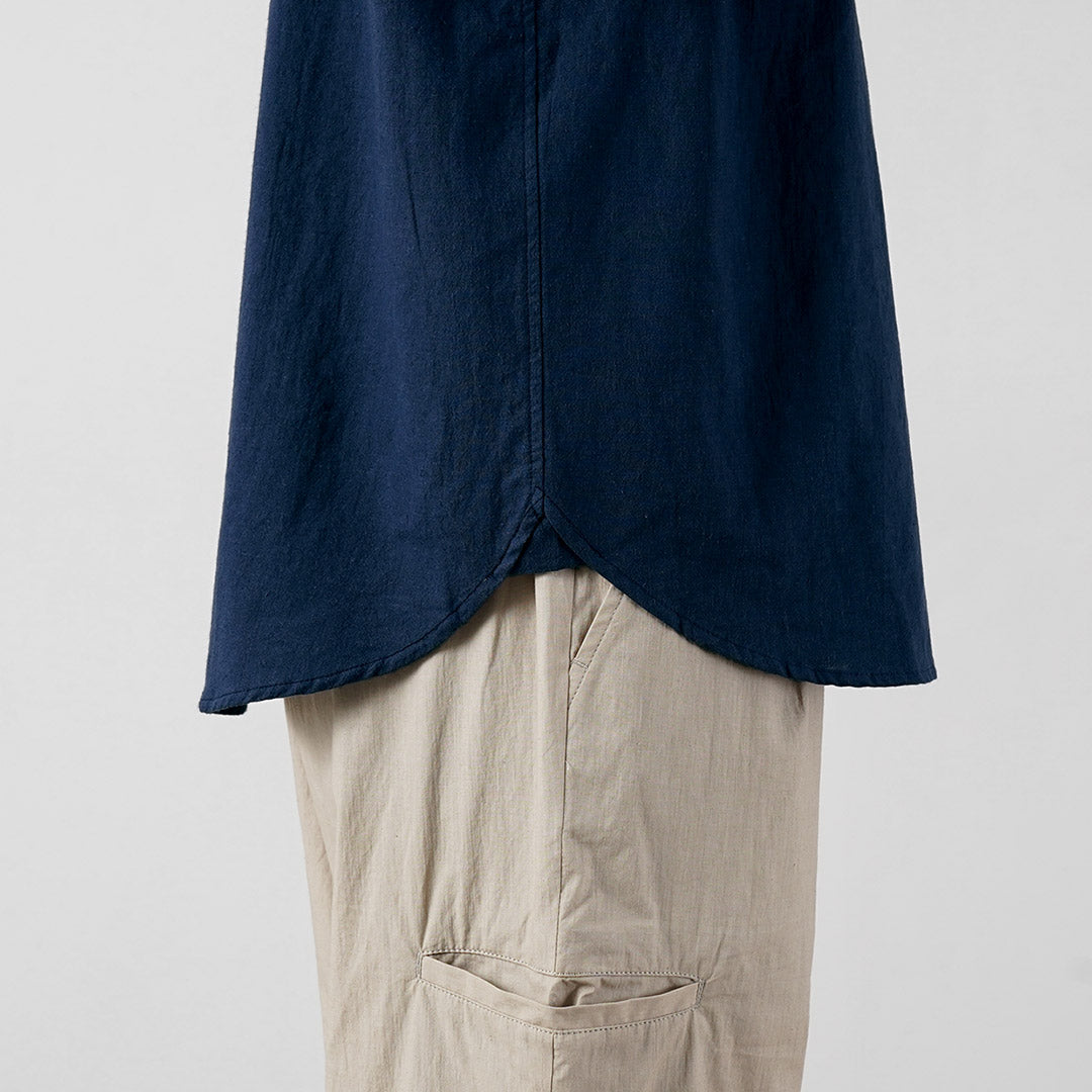 KEMA DESIGNS / Hemp Organic Cotton Half-Sleeve Band-Collar Shirt