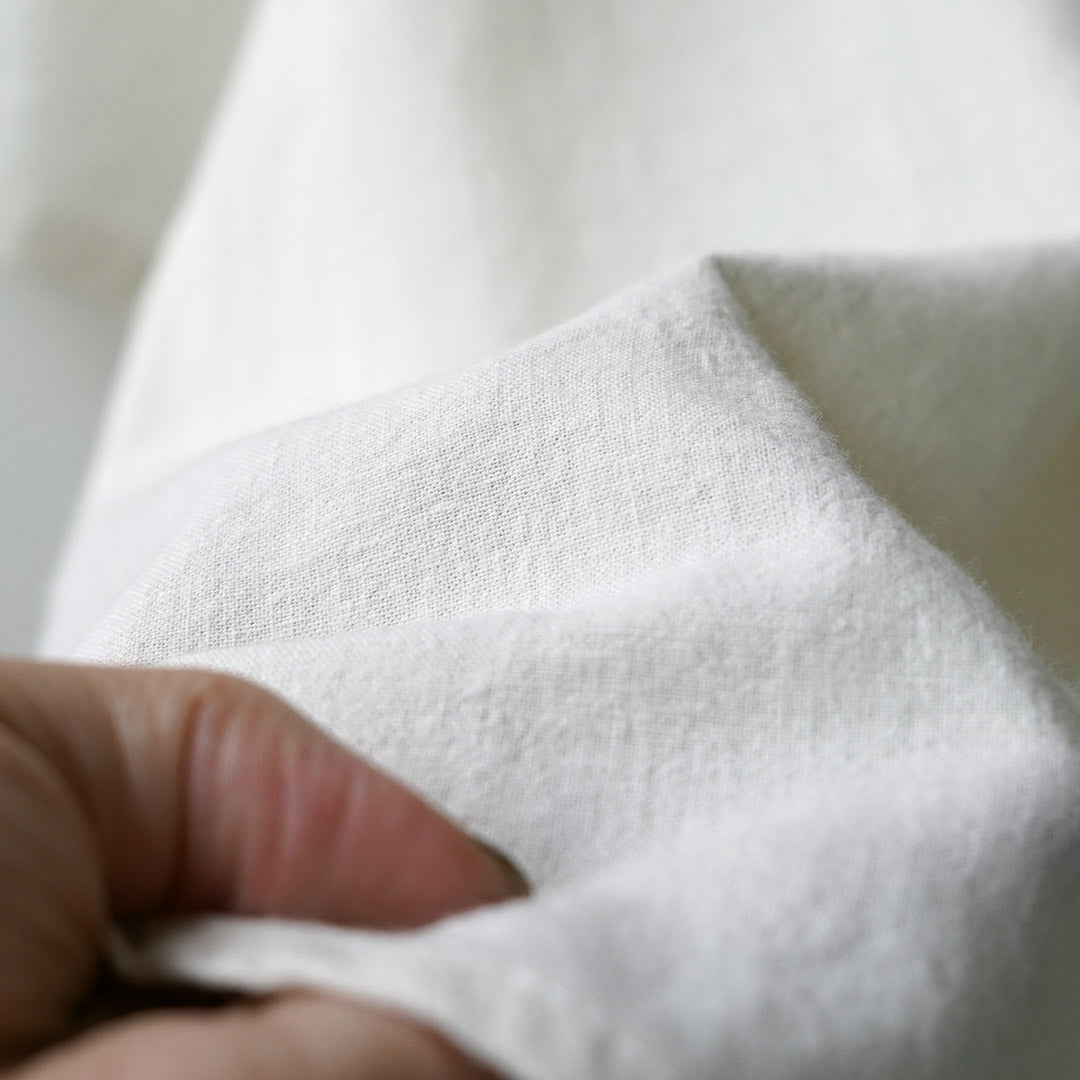 KEMA DESIGNS / Hemp Organic Cotton Half-Sleeve Band-Collar Shirt