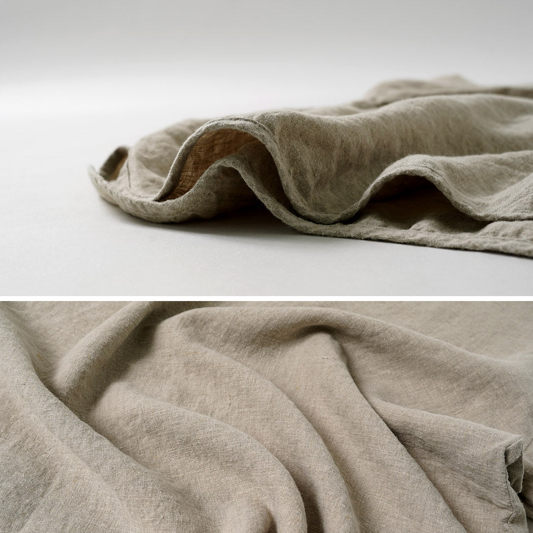 KEMA DESIGNS / Brushed Linen Henley Neck L/S Woven T-Shirt