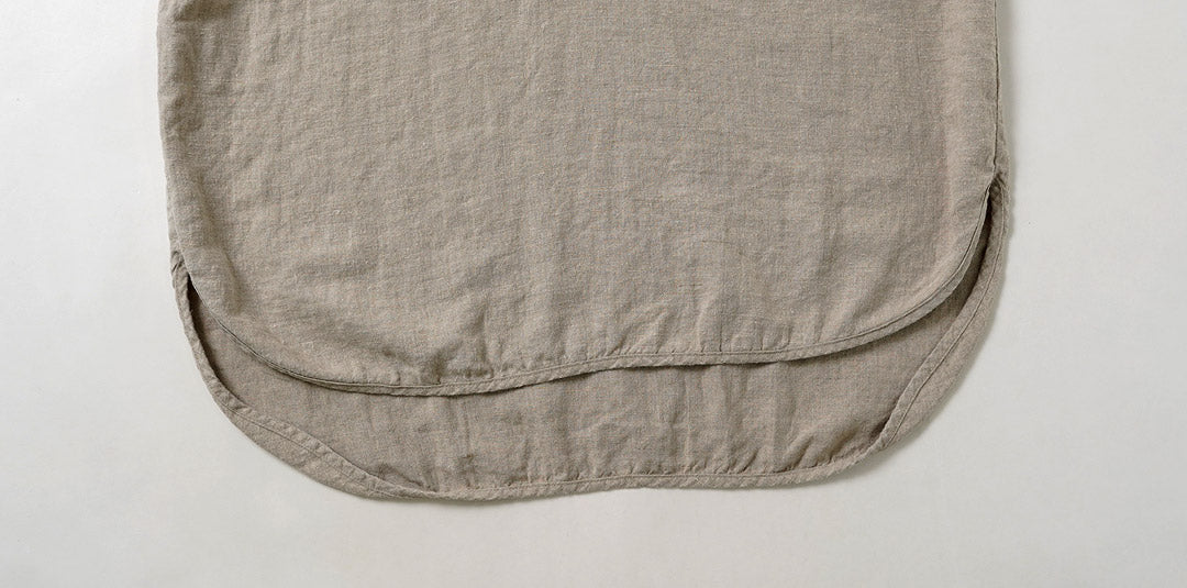 KEMA DESIGNS / Brushed Linen Henley Neck L/S Woven T-Shirt
