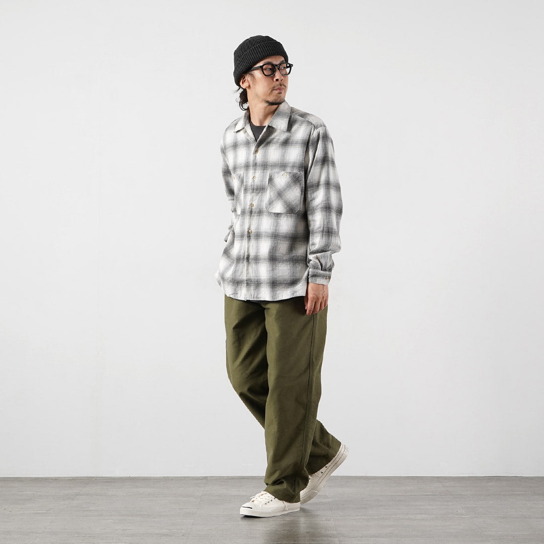 KEMA DESIGNS / 리넨 울 아문센 옴브레 오픈 칼라 셔츠