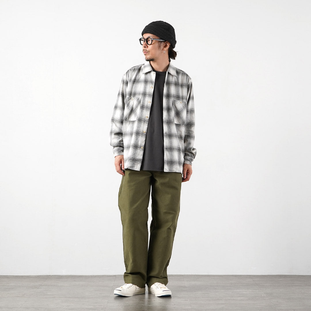 KEMA DESIGNS / 리넨 울 아문센 옴브레 오픈 칼라 셔츠