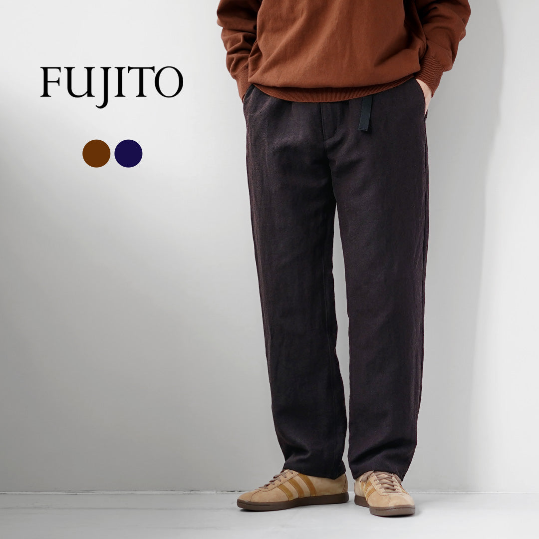 FUJITO / 나운 벨트리스 팬츠 울 린넨 서지