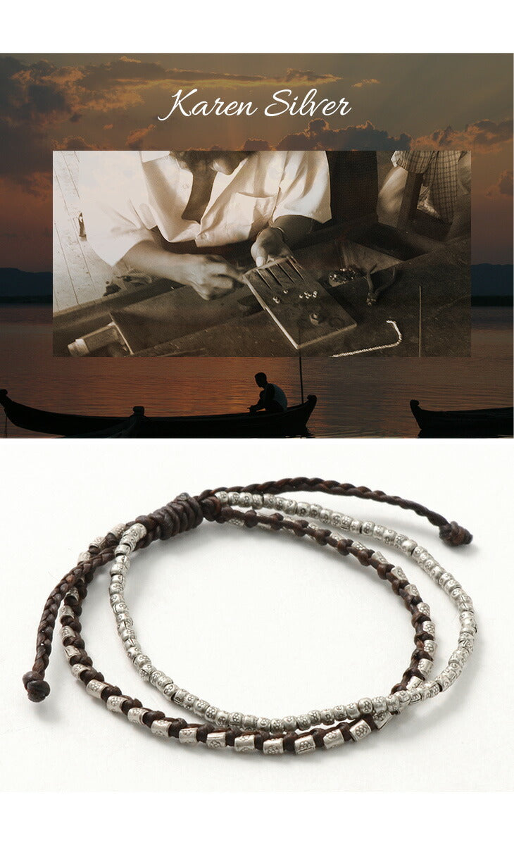 Brazalete de phadua / doble hebra con cordón encerado plateado