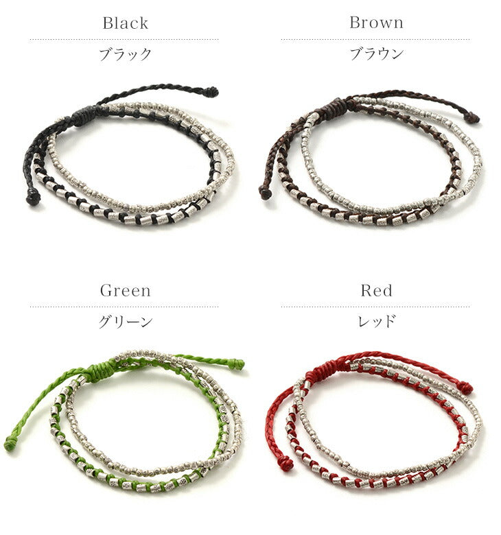 Brazalete de phadua / doble hebra con cordón encerado plateado