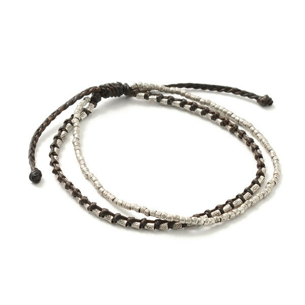 PHADUA / Double-Strand Anklet with Silver Wax Cord