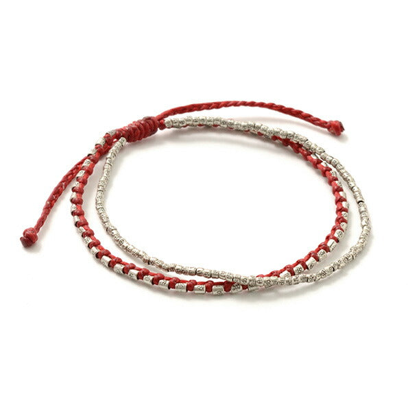 PHADUA / Double-Strand Anklet with Silver Wax Cord