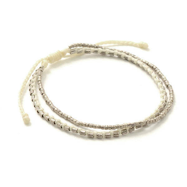 PHADUA / Double-Strand Anklet with Silver Wax Cord