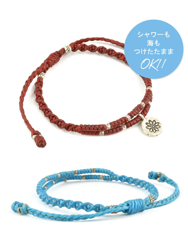 phadua /蜡的绳索脚链,带银二链顶