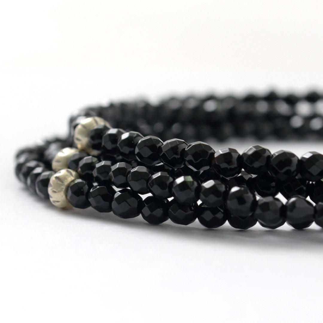 PHADUA / Black onyx (3mm) cut bead anklet adjuster