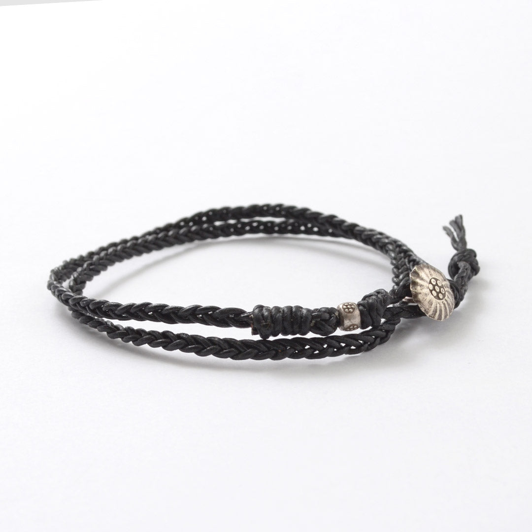 PHADUA / Braided 1mm Leather 2 Wrap Anklet