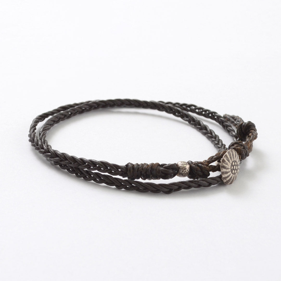 PHADUA / Braided 1mm Leather 2 Wrap Anklet