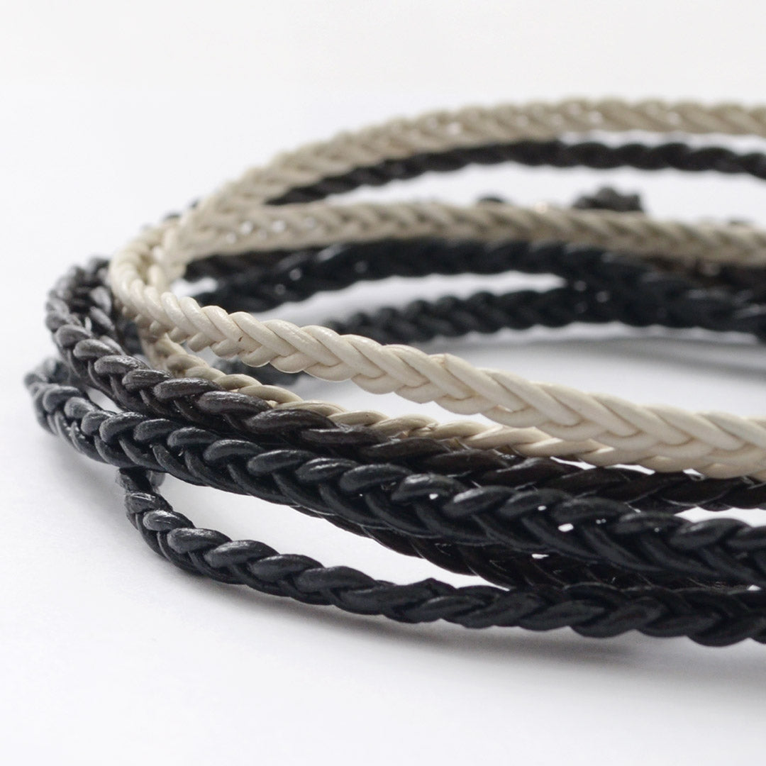 PHADUA / Braided 1mm Leather 2 Wrap Anklet