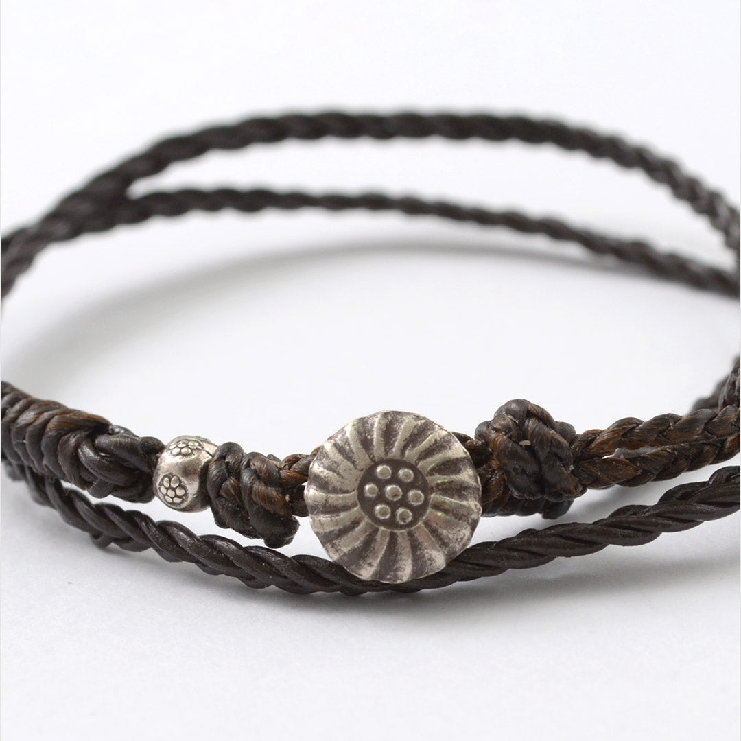 PHADUA / Braided 1mm Leather 2 Wrap Anklet