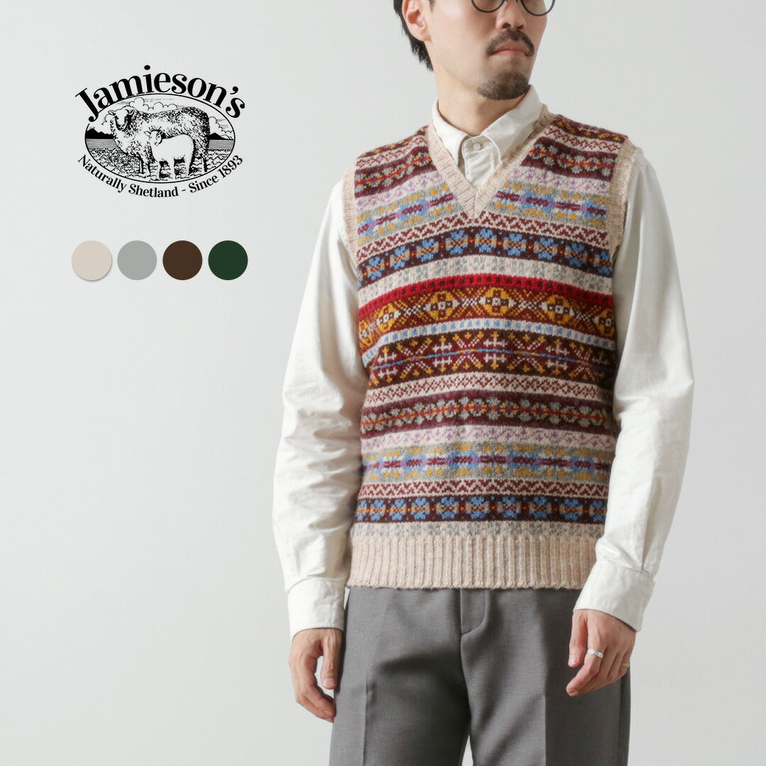 JAMIESONS / Fair Isle V-neck Vest