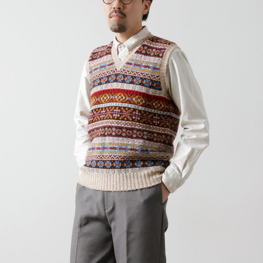 JAMIESONS / Fair Isle V-neck Vest