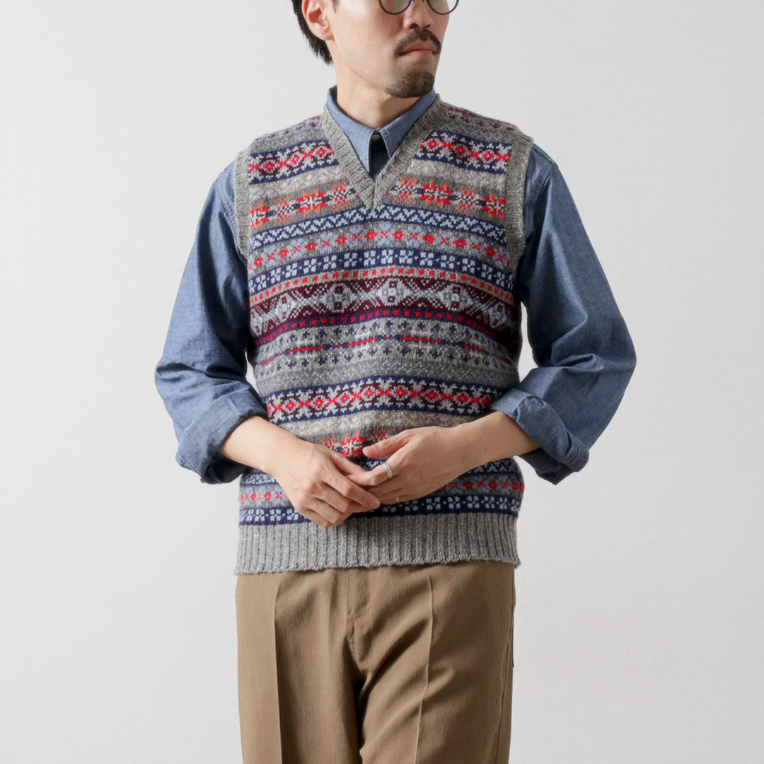 JAMIESONS / Fair Isle V-neck Vest