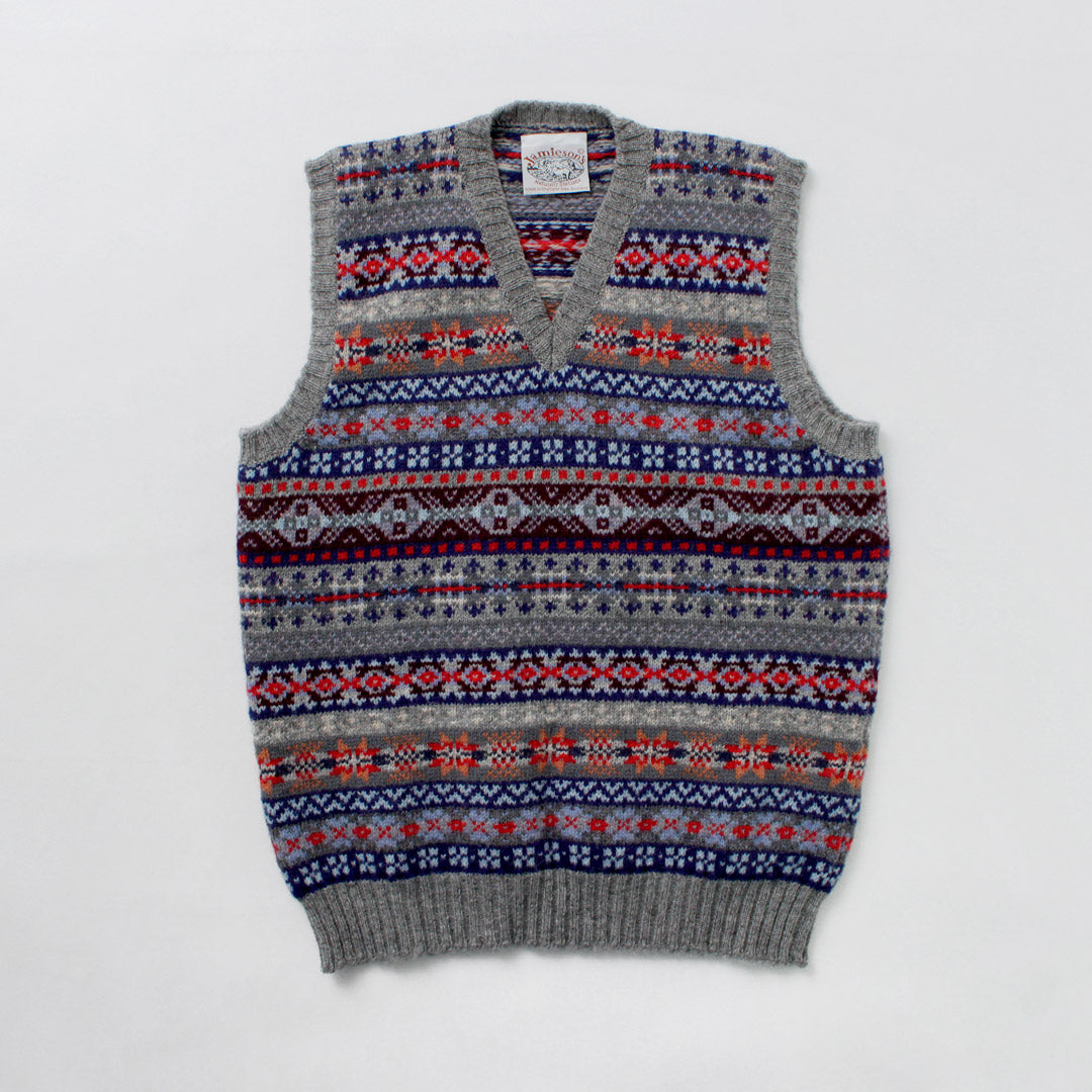 JAMIESONS / Fair Isle V-neck Vest