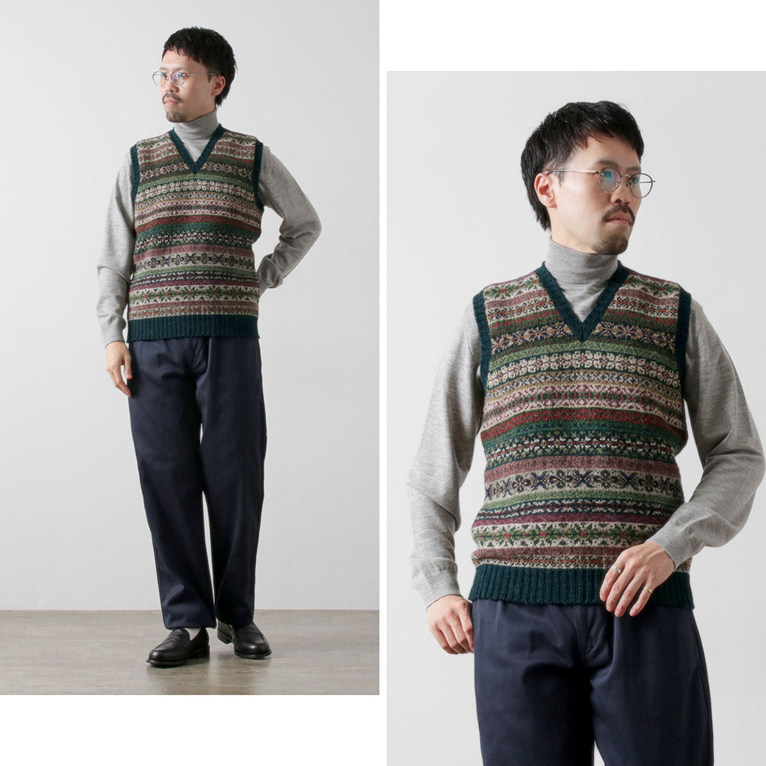 JAMIESONS / Fair Isle V-neck Vest