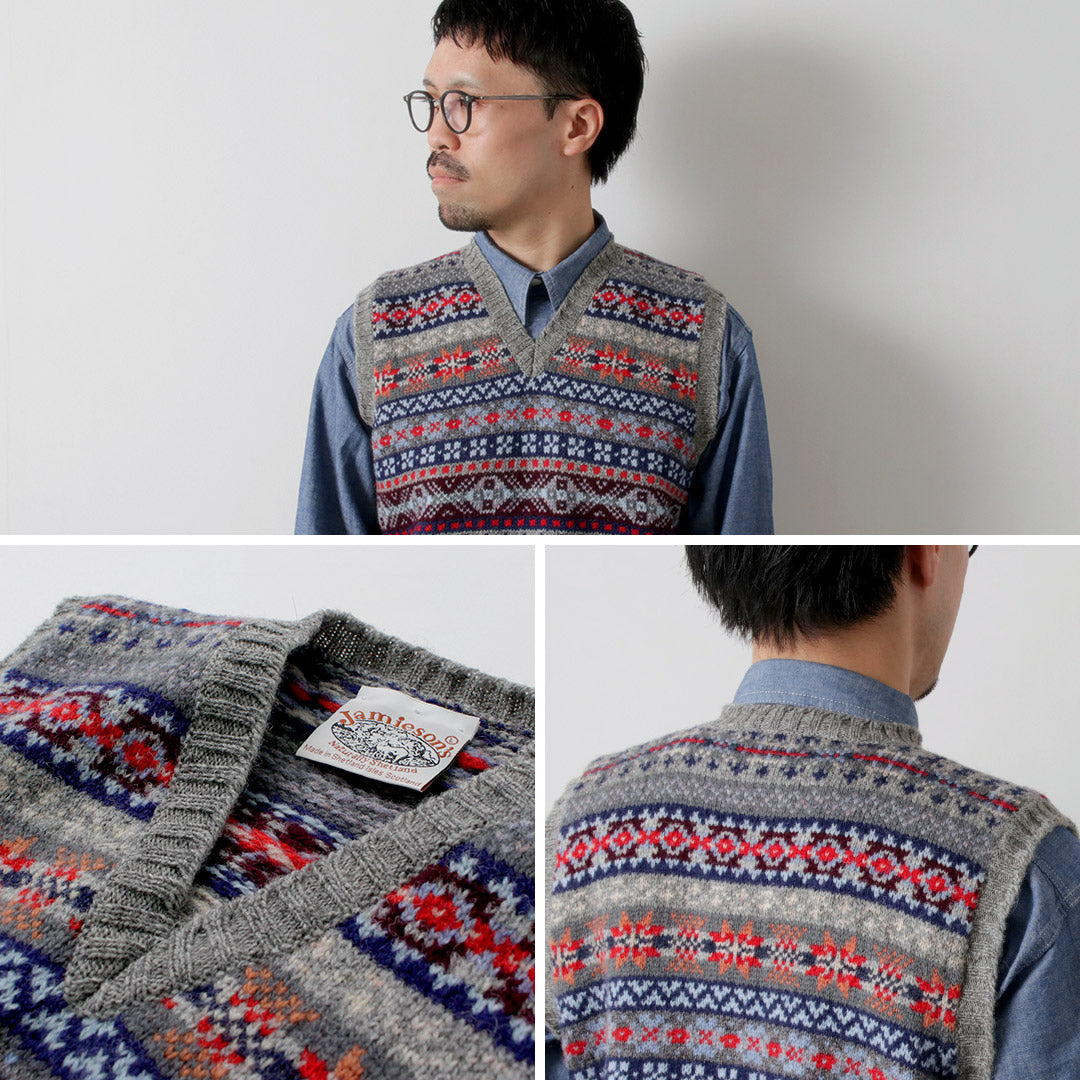 JAMIESONS / Fair Isle V-neck Vest