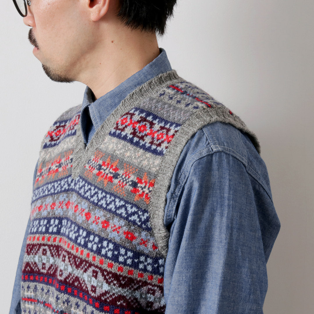 JAMIESONS / Fair Isle V-neck Vest