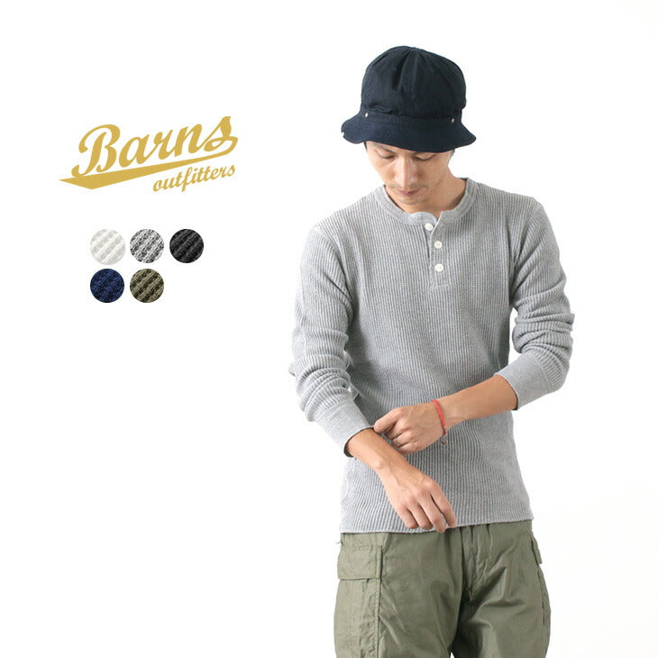 BARNS / BR-3051 Big Waffle Henley Neck Long Sleeve Thermal / T-Shirt