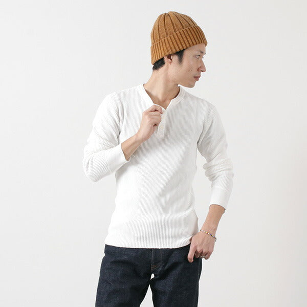 Barns / BR-3051 Big Waffle Henley Neck manga larga térmica / camiseta