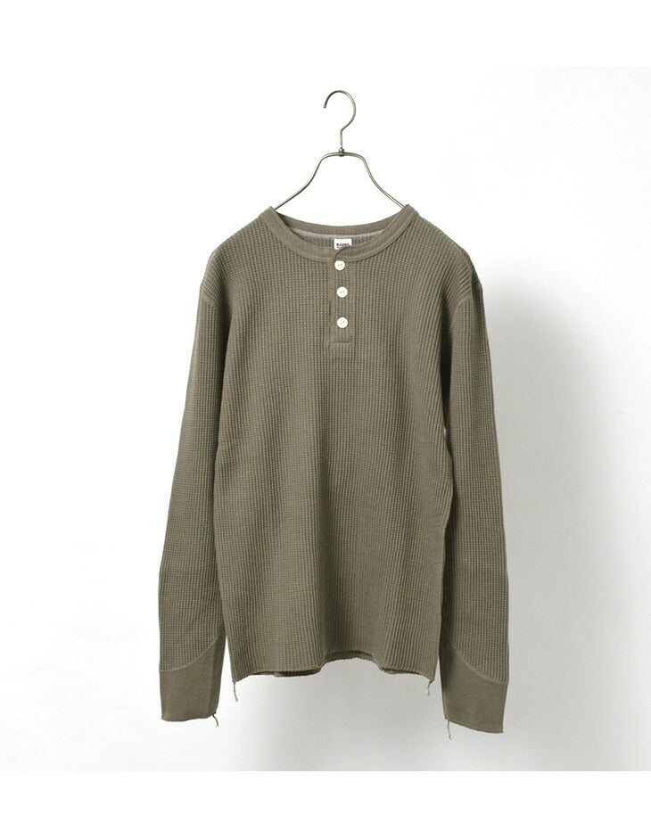 BARNS / BR-3051 Big Waffle Henley Neck Long Sleeve Thermal / T-Shirt