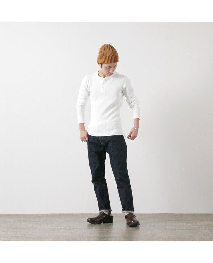 Barns / BR-3051 Big Waffle Henley Neck manga larga térmica / camiseta