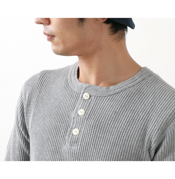 Barns / BR-3051 Big Waffle Henley Neck manga larga térmica / camiseta