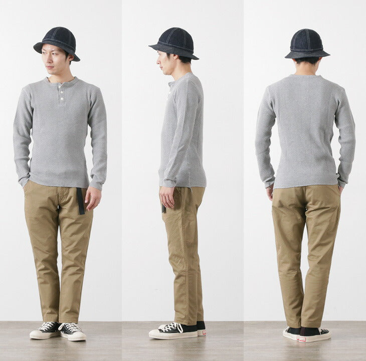 BARNS / BR-3051 Big Waffle Henley Neck Long Sleeve Thermal / T-Shirt