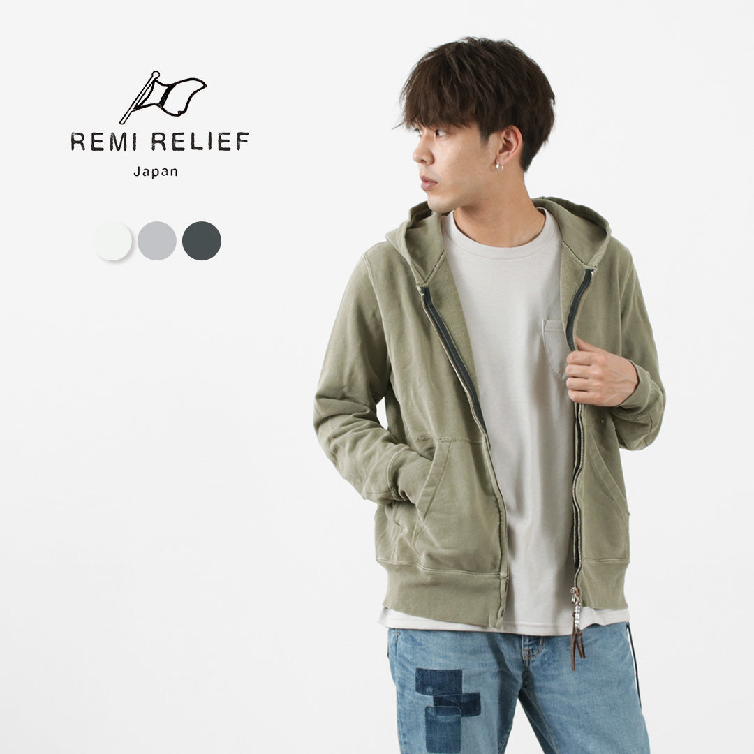 REMI RELIEF / SP處理的襯里拉鏈連帽衫