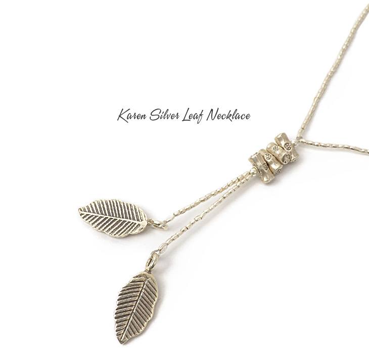 PHADUA / Karen Silver Leaf Bead Necklace